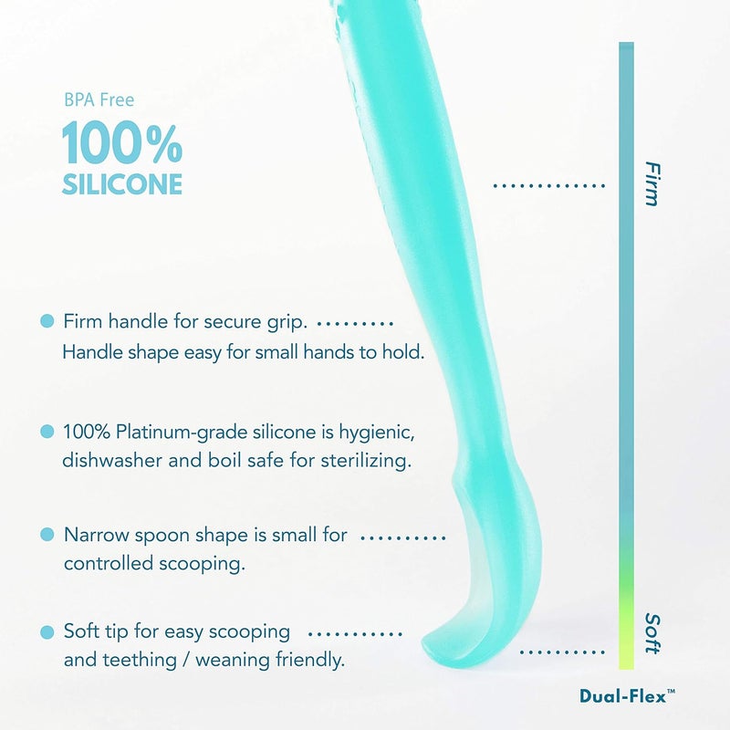 ChooMee Silicone Baby Spoons  4 Months  First Stage Baby Led Weaning and Self Feeding  Soft Spoon with Firm Handle  Designed in USA BPA Free Premium Grade Platinum Silicone  2 CT - Image 3