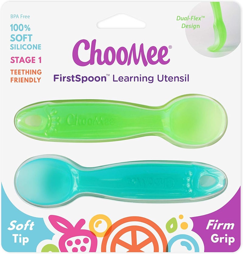ChooMee Silicone Baby Spoons  4 Months  First Stage Baby Led Weaning and Self Feeding  Soft Spoon with Firm Handle  Designed in USA BPA Free Premium Grade Platinum Silicone  2 CT - Image 4