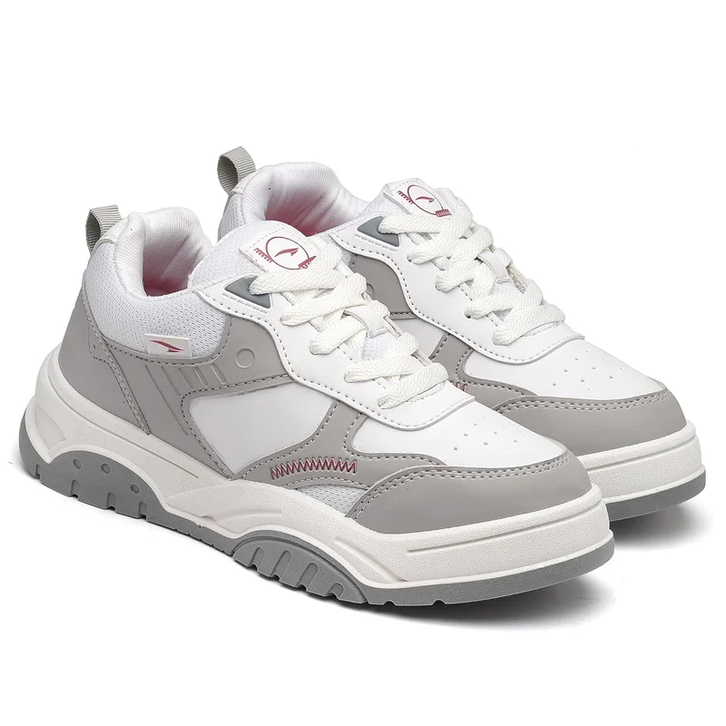 أسيان Stylish White and Grey Sneakers for Women and Girls