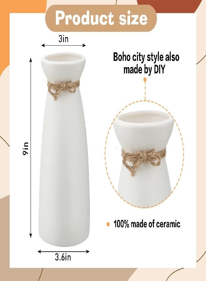 Honeydak White Ceramic Vase for Pampas Grass Rustic Sturdy Boho Pampas Grass Vase Modern Boho Home Decor Style Ideal for Decorative Dried Flowers or Dining Table Centerpieces - Image 1