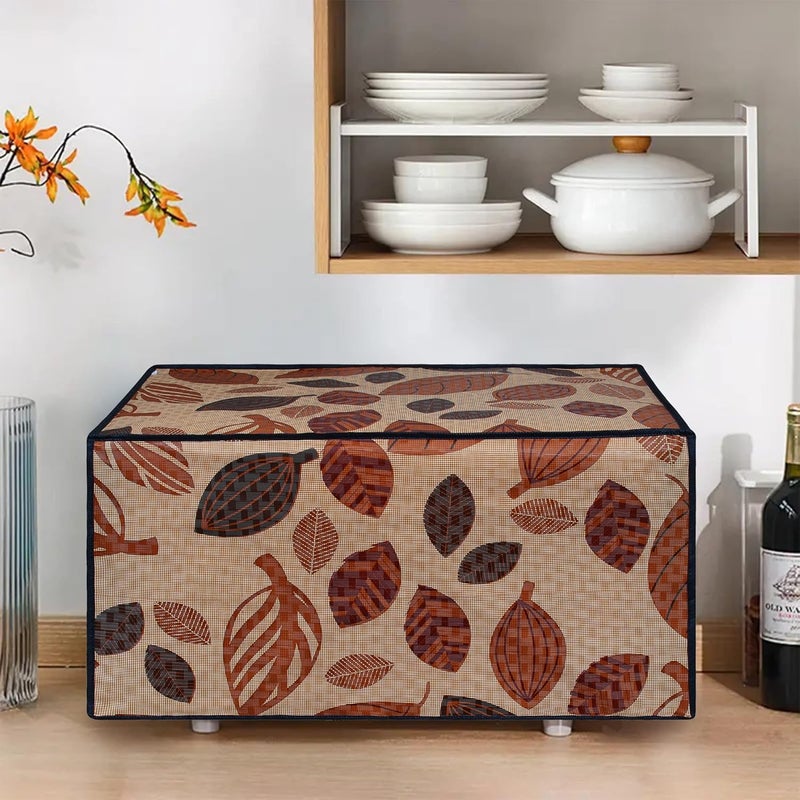 Glassiano Glassiano Leaves Printed Microwave Oven Cover for Samsung 23 Litre Solo Microwave Oven MS23F301TAKTL Black - Image 3