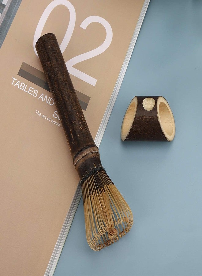 Luatoxry Matcha Whisk Chasen, Bamboos Whisk Matcha Brush Set, Smooth Matcha Whisks Tool with Long Handle, Portable Green Tea Whisker with Chasen Stand, 1.18 x 5.91in, Purple - Image 2