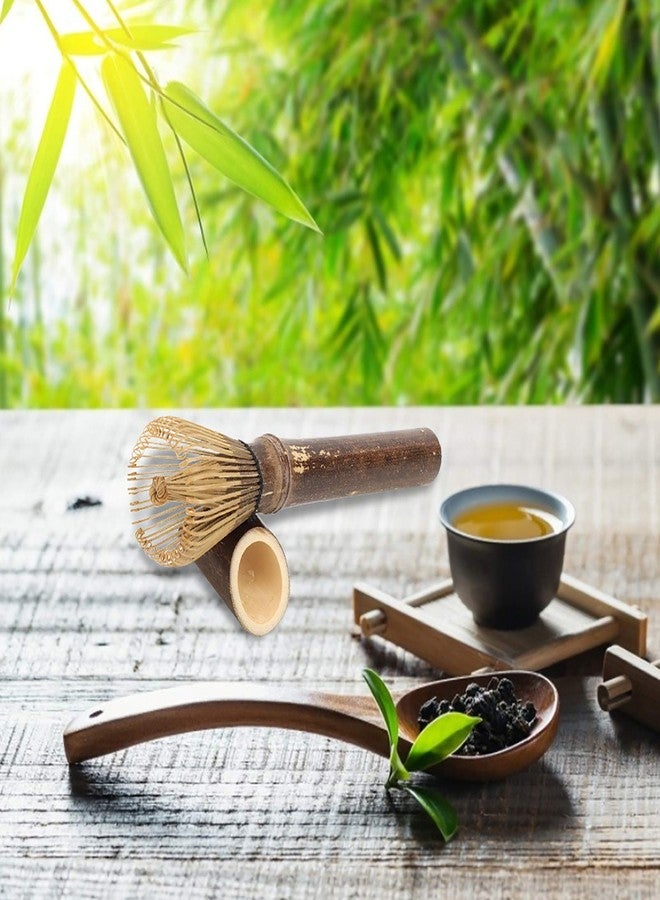 Luatoxry Matcha Whisk Chasen, Bamboos Whisk Matcha Brush Set, Smooth Matcha Whisks Tool with Long Handle, Portable Green Tea Whisker with Chasen Stand, 1.18 x 5.91in, Purple - Image 4