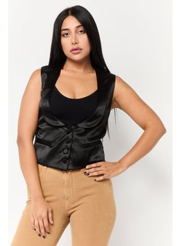 GUCCI Women Regular Fit U-Neck Waist Coat, Black  - Image 1