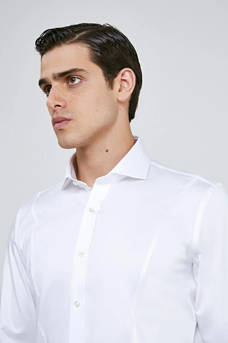 D'S DAMAT Ds Groom Slim Fit White Plain Shirt