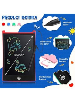Arabest Set of 4 LCD Writing Tablets for Kids - 8.5 Inch Doodle Drawing Board Toddler Toys - Electronic Erasable Colorful Screen Pad in Dark Blue, Pink, Red, and Green  - Image 2
