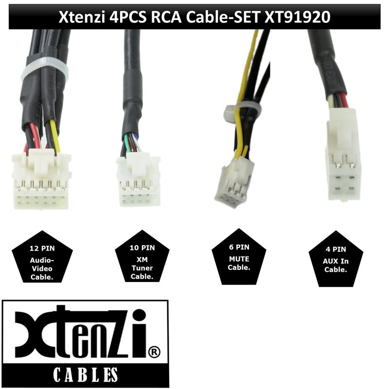 Xtenzi 4PCS Set XT91920 RCA Cord Assembly Harness Car Audio Video Compatible with Pioneer DMH160BT, DMH1700NEX, DMH1770NEX, DMHW2700NEX, DMHW2770NEX. - Image 3