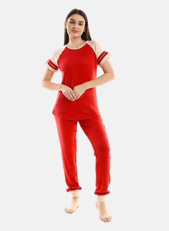 kady Short Sleeves Cotton Pajama Setwomenred*offwhite 2XL - Image 1