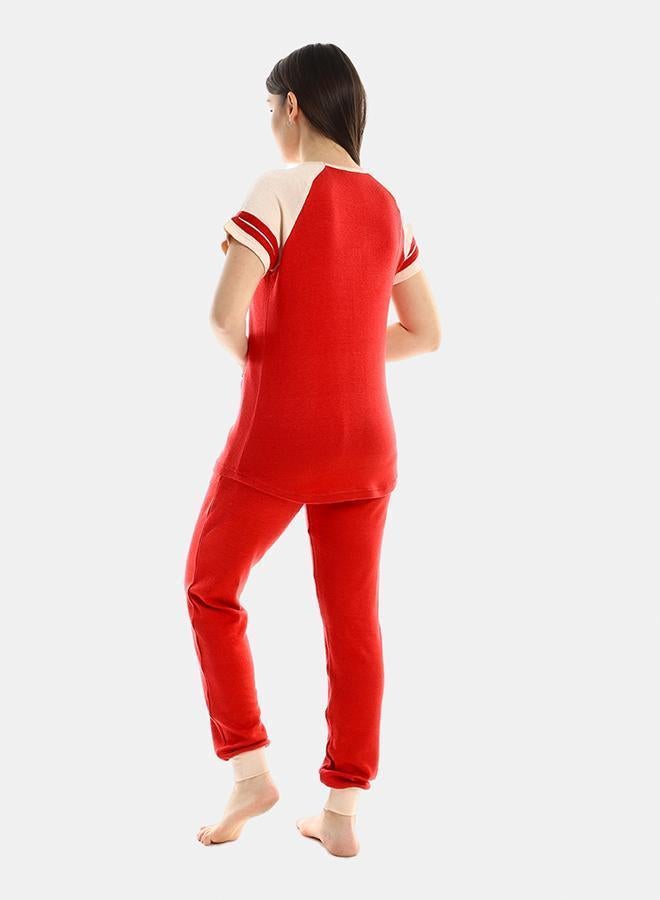 kady Short Sleeves Cotton Pajama Setwomenred*offwhite 2XL - Image 3
