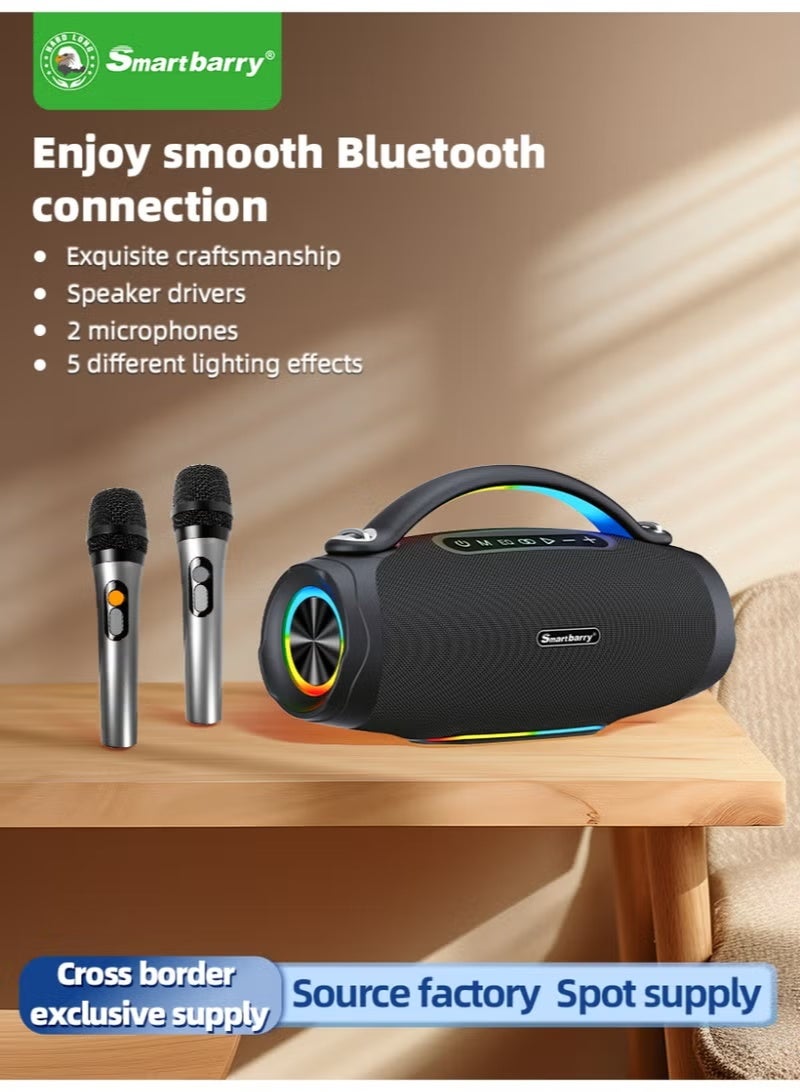Smartbarry M92 Wireless Karaoke Speaker with Dual Microphones, RGB LED Lights, Portable Bluetooth Speaker for Home Parties & Outdoor Events - Image 1