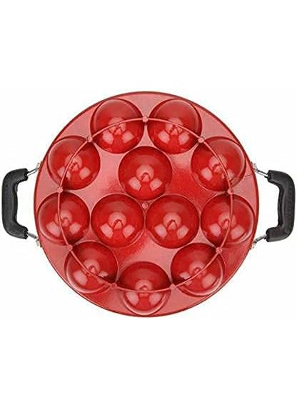 KD ZONE 12 Pcs South Indian Healthy Appam MakerBlack And Red ColorWith Oil Brush  - Image 5