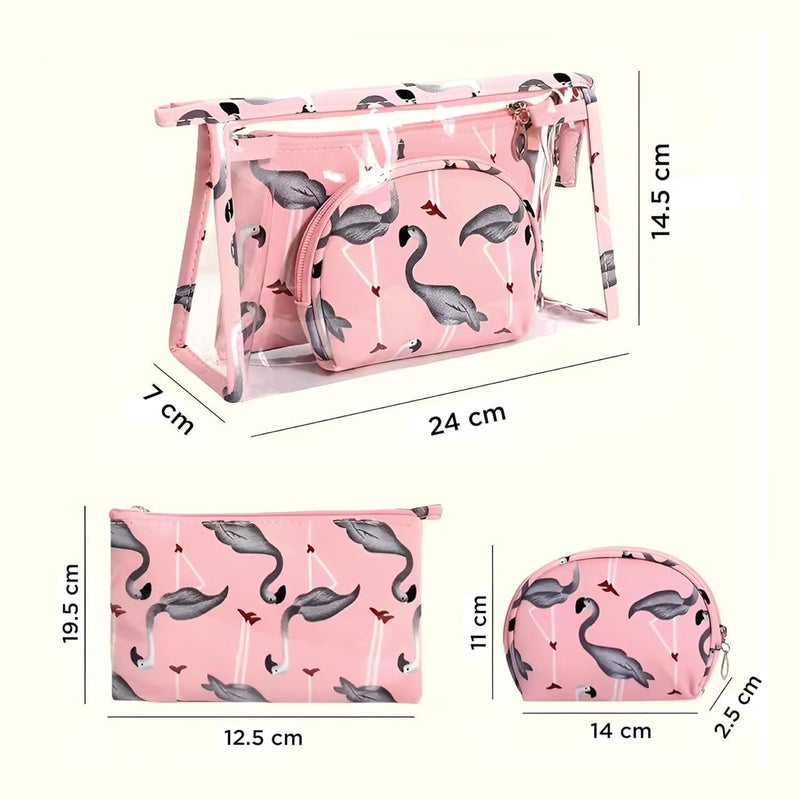 Sohansh Cosmetic Organizer Set of 3 Makeup Bags Large Medium Small Zipper Pouches for Women Girls Transparent Travel Kit for Toiletries Vanity and Makeup Storage - Image 2