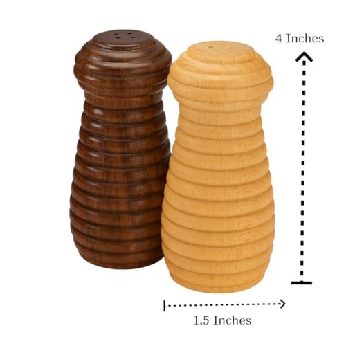Frescorr - Wooden Salt & Pepper Shakers, Modern Farmhouse Kitchen Decor for Home Restaurants, Table Top Dinning Table Accessories (Set of 2) - Image 4