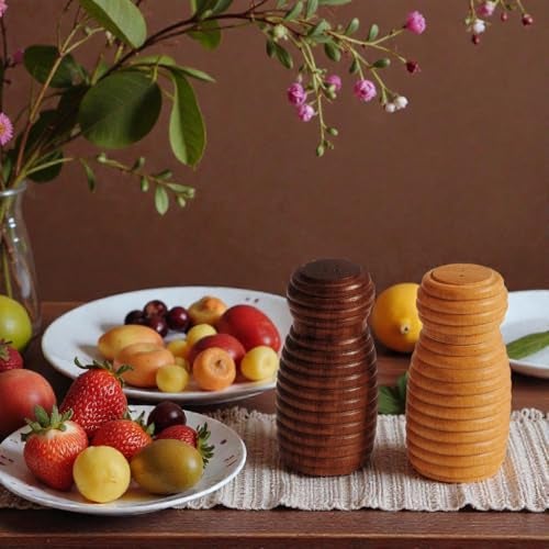 Frescorr - Wooden Salt & Pepper Shakers, Modern Farmhouse Kitchen Decor for Home Restaurants, Table Top Dinning Table Accessories (Set of 2) - Image 2