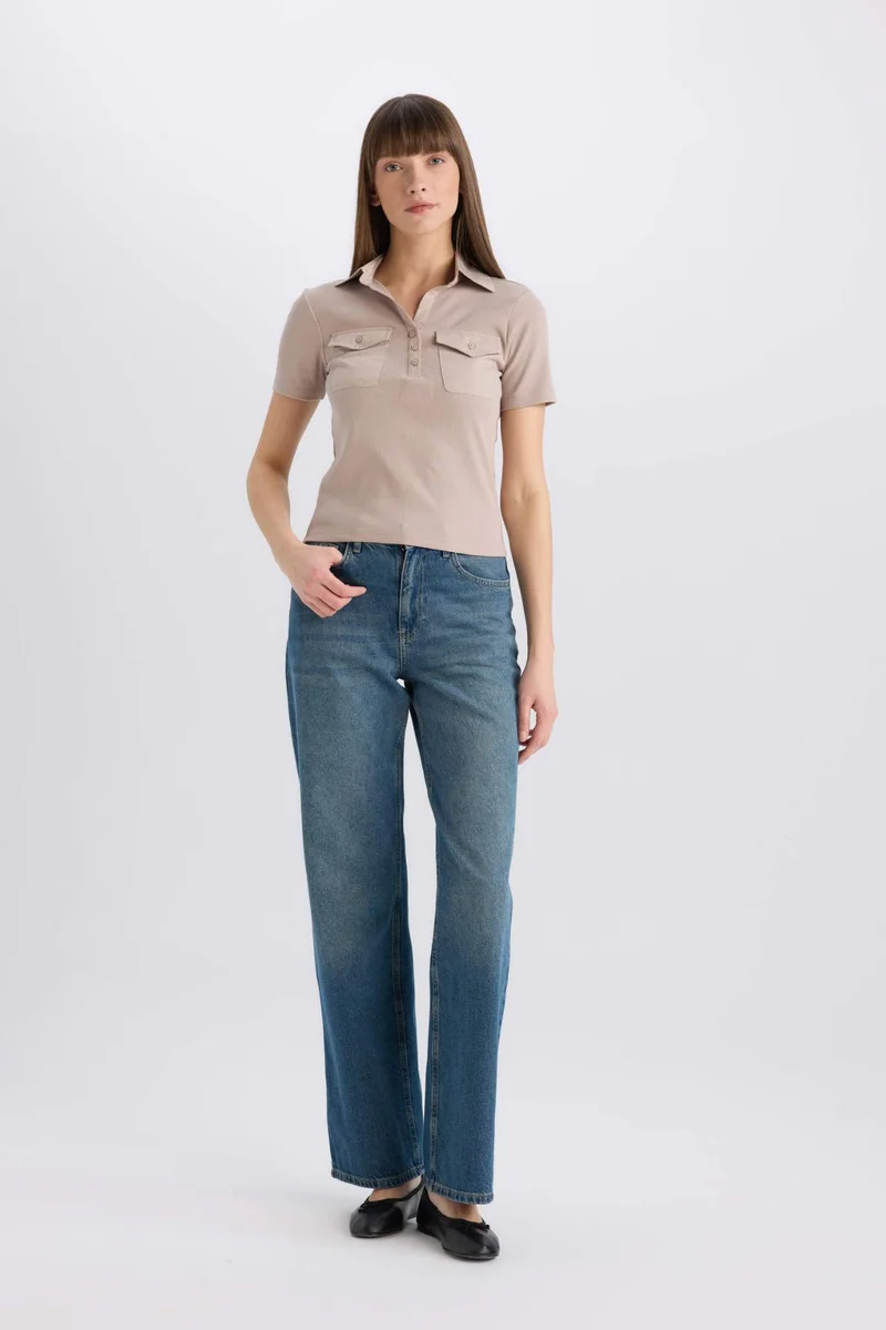 DeFacto Slim Fit Ribbed Camisole Pocketed Polo Shirt