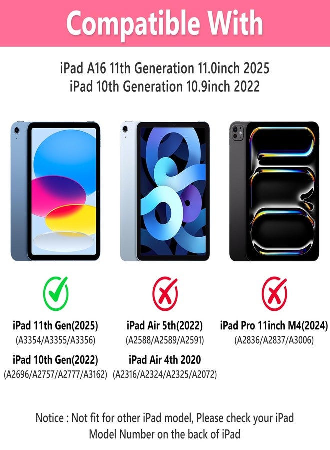 تاييانج غطاء لوحة اللمس لجهاز iPad A16 من الجيل الحادي عشر/العاشر مع لوحة مفاتيح، غطاء بإضاءة خلفية بسبعة ألوان قابل للدوران 360 درجة مع حامل قلم، لوحة مفاتيح قابلة للفصل لجهاز iPad مقاس 11 بوصة 2025/الجيل العاشر 10.9 بوصة 2022 (أحمر بطيخي) - Image 3