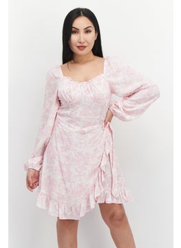 BCBGeneration Women Allover Print Mini Dress, Pink Combo  - Image 1
