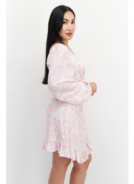 BCBGeneration Women Allover Print Mini Dress, Pink Combo  - Image 4