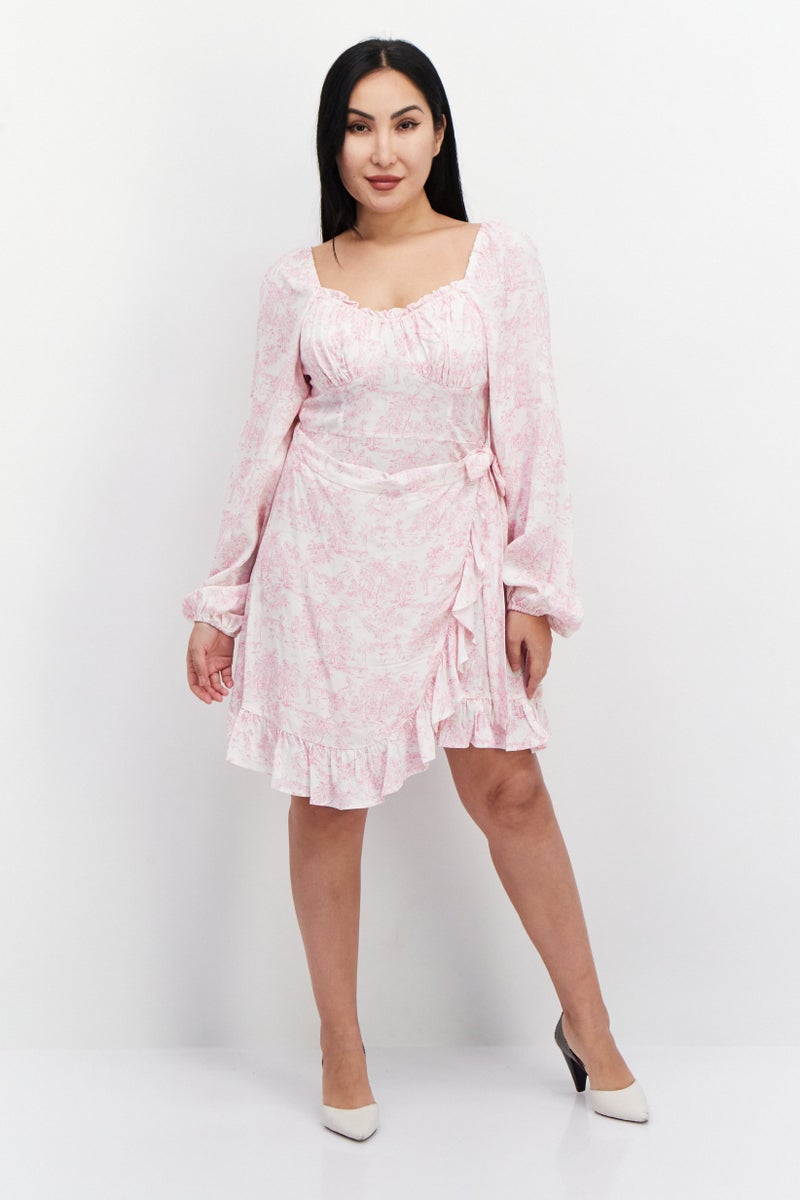 BCBGeneration Women Allover Print Mini Dress, Pink Combo - Image 2