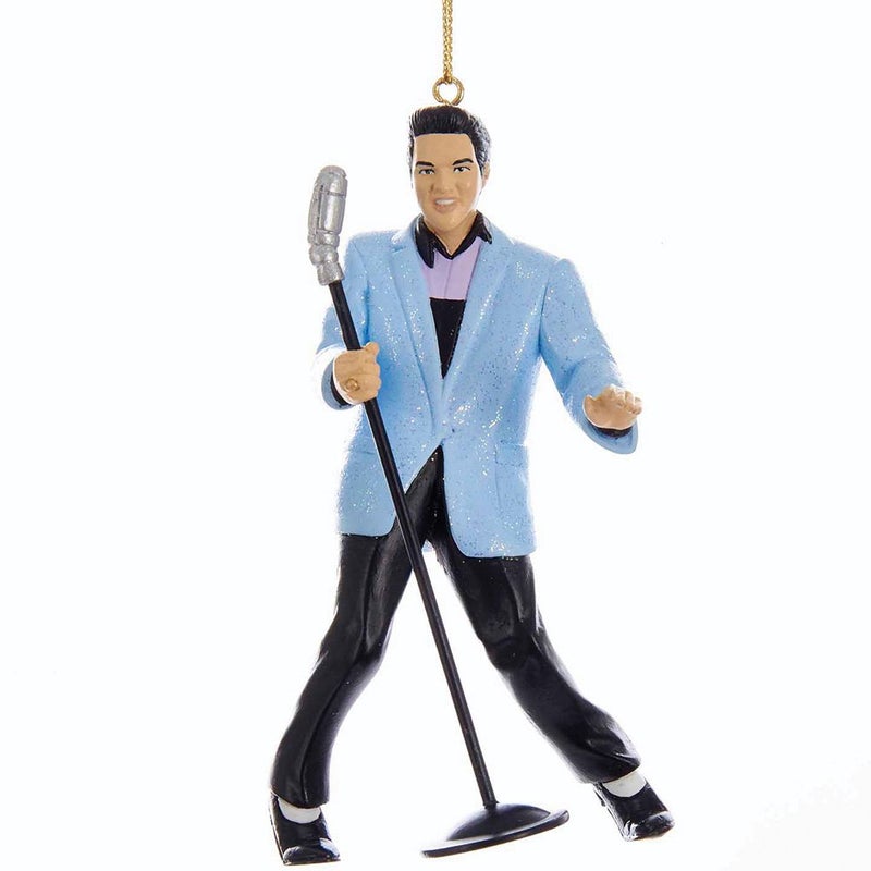 Kurt Adler Elvis Blue Suit Hound Dog Elvis with Microphone Ornament