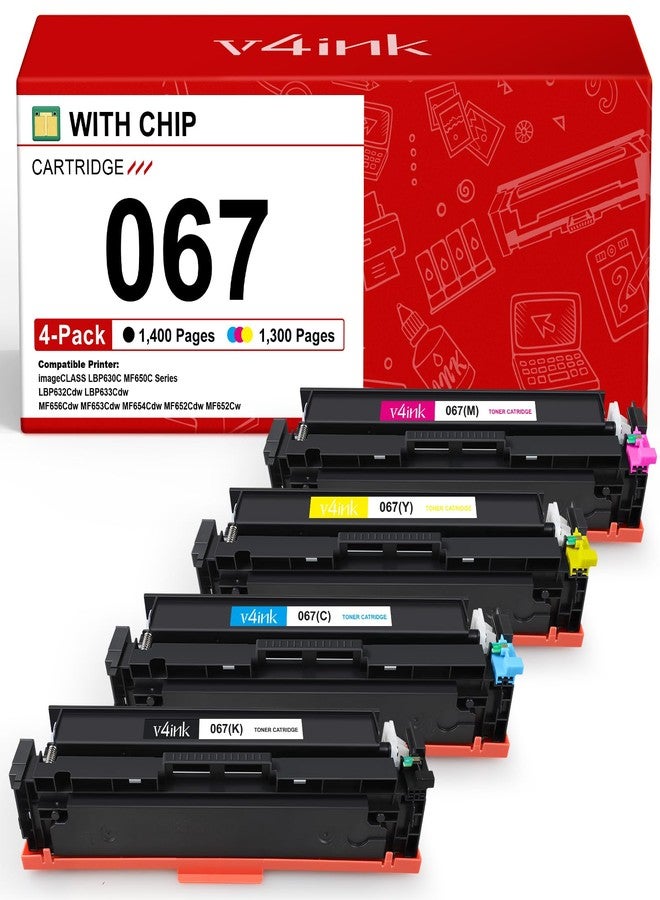 V4ink 067 Toner Cartridge Set 4 Pack Compatible Replacement for Canon 067 Toner Cartridge Set for use with Color imageCLASS MF650 LBP630 Series LBP632Cdw MF654Cdw MF653Cdw MF656Cdw MF652Cw Printer - Image 1