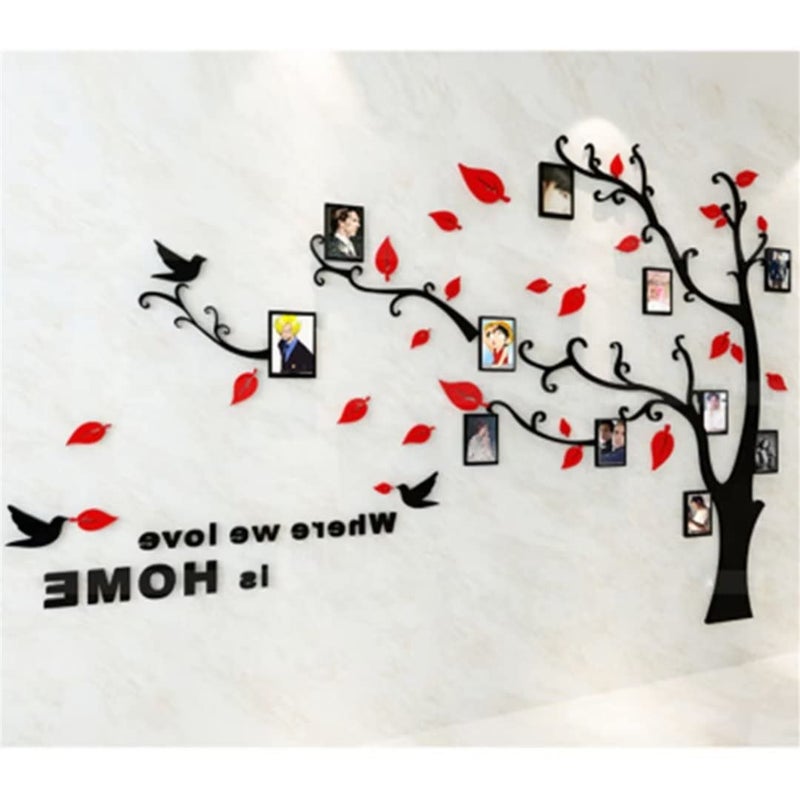 guangmu 3D Tree Wall Stickers - DIY Photo Frame Tree Wall Decal Family Photo Frame Sticker Murals Wall Decor Living Room Bedroom TV Background Home Decorations (S:54 * 39in Red Left) - Image 2