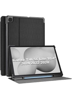 Procases Galaxy Tab S6 Lite 10.4 Case 2022 2020 With Stylus Holder Slim Stand Protective Folio Case Smart Cover For Galaxy Tab S6 Lite 10.4 Inch Sm-P613 P610 P615 -Black  - Image 1