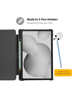 Procases Galaxy Tab S6 Lite 10.4 Case 2022 2020 With Stylus Holder Slim Stand Protective Folio Case Smart Cover For Galaxy Tab S6 Lite 10.4 Inch Sm-P613 P610 P615 -Black  - Image 2