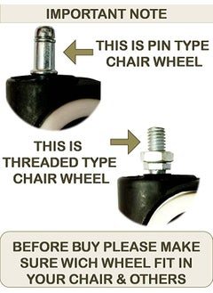 SELTOS SELTOS Nylon Castor Pin Type Revolving Chair Wheel Black 2 Inch Set of 5 Pieces Load Capacity 250 kg  - Image 3