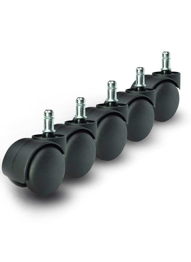 SELTOS SELTOS Nylon Castor Pin Type Revolving Chair Wheel Black 2 Inch Set of 5 Pieces Load Capacity 250 kg  - Image 1