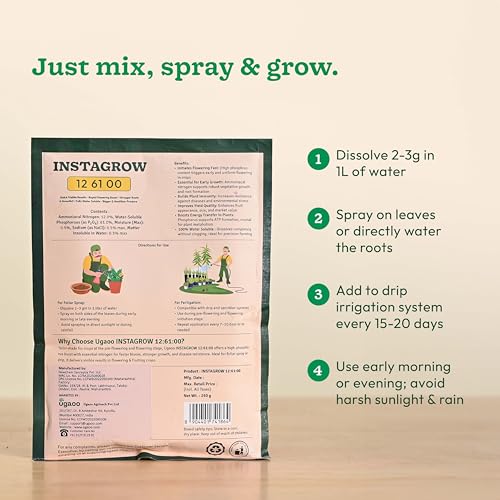 Ugaoo InstaGrow NPK 12:61:00 Fertilizer (250g) | High Phosphorus Water-Soluble Fertilizer for Fast Root & Flower Growth | Ideal for Fruits & Vegetables - Image 5