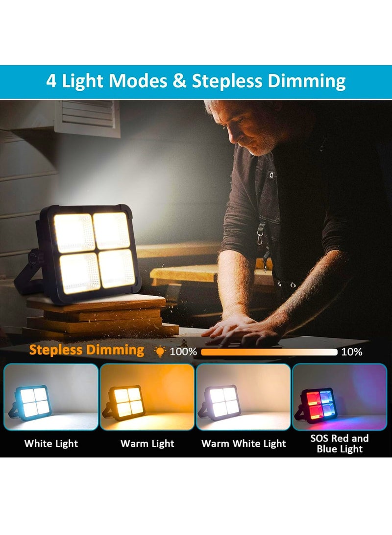 Work Light Rechargeable 100W, Portable LED Work Solar Light 12000mAh 10000 LM with Stepless Brightness Job Site Battery Rechargeable LED Floorlight for Emergency Worklight for Power Cut - Image 3
