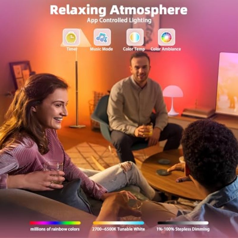 Smart Light Bulbs for room lighting, party, home decor, music sync; RGB LED A19 E27; 10W; multicolor changing; app and voice control via Alexa Google Home - Image 4
