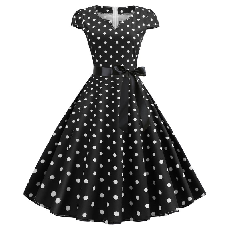 New Audrey Hepburn 50s Retro Print Swing Dress Picture Color