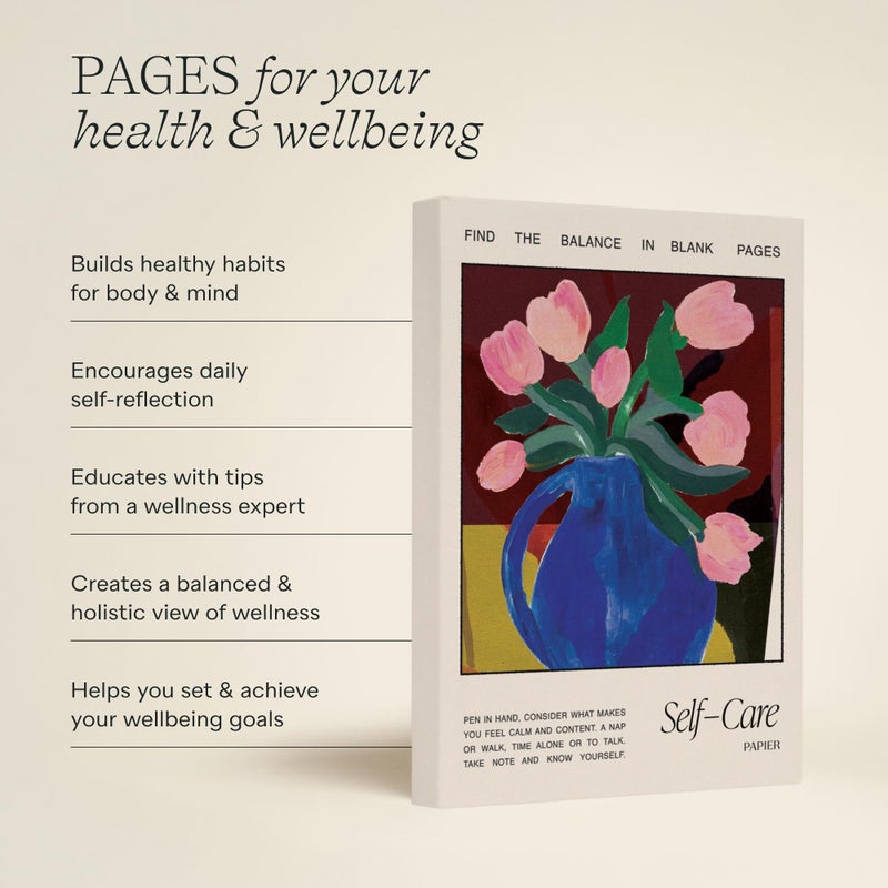 Papier Tulip Vase 12 Week Wellness Journal - Floral Hardback | Log Intentions Sleep & Energy, Morning & Evening | Weekly & Monthly CheckIn | Undated Planner | Reflection & Mindfulness | Self Care Gift - Image 3
