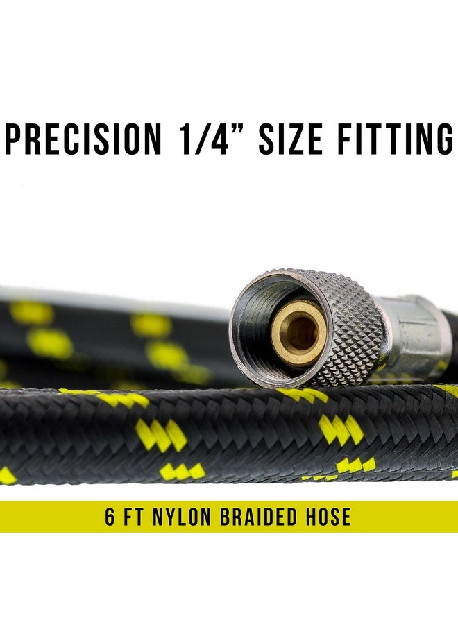 Master Airbrush - Premium 6 Foot Nylon Braided Airbrush Hose With Standard 1/8 Size Fitting On One End And A 1/4 Size Fitting On The Other End (Hose Color May Vary) - Image 1