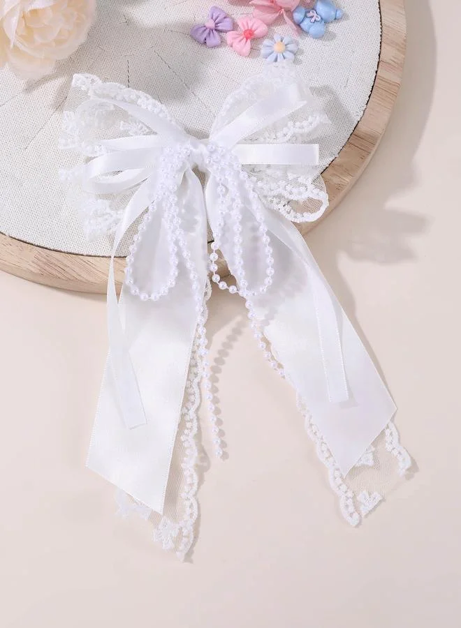 Take Two  Girls White Beads Embellished Bow Hair Clip for Women | Best Price UAE