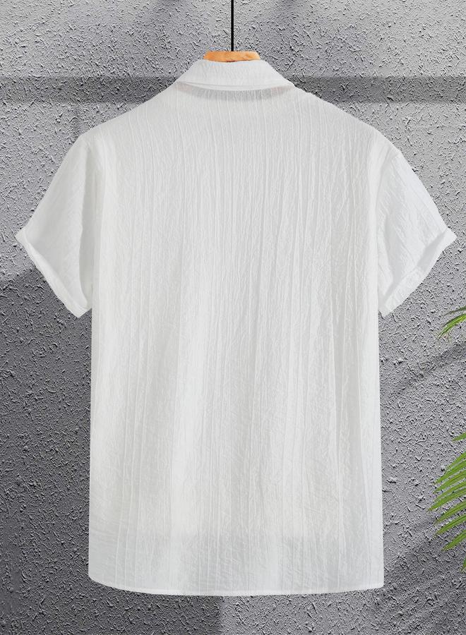 Take Two Men Solid Cuban Collar Short Sleeve Shirt - Image 2