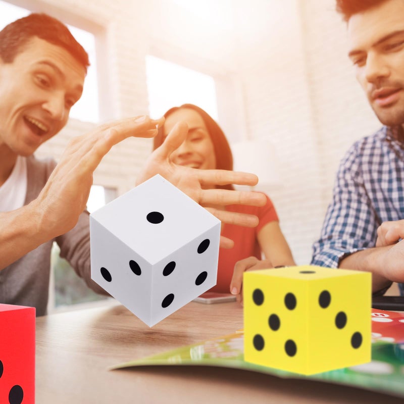 Shappy 4 Pieces 3.5 Inch Foam Dice Cube Jumbo Dice with Number Dots Big Giant Foam Large Cube for Christmas Game Math Classroom Party Favors Bag Stuffers(Red, Yellow, Blue, White) - Image 4
