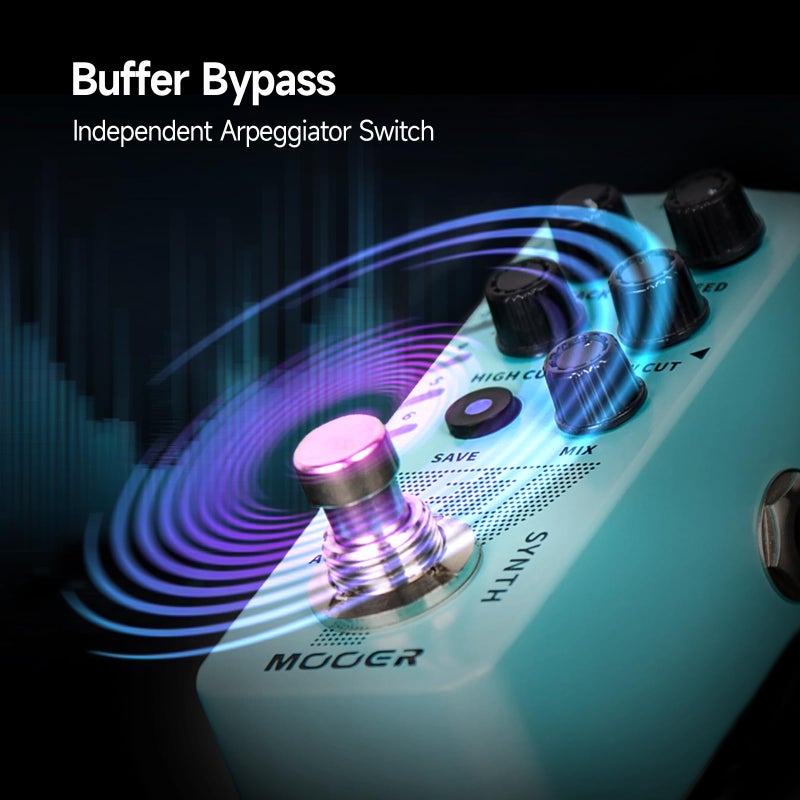 Mooer مؤر E7 بيدال سينث جيتار بوليفونيك إلكتروني، 7 نغمة جيتار سينث مع أرpeggiator فردي و 7 فتحة مسبقة، قطع تردد عالي/منخفض، وظيفة هجوم، سرعة - Image 3