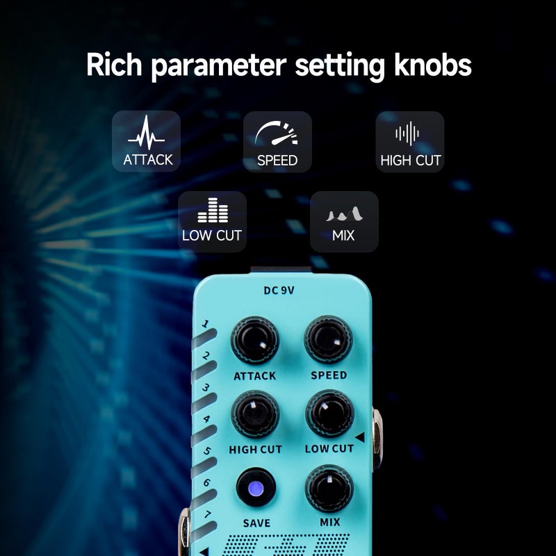Mooer مؤر E7 بيدال سينث جيتار بوليفونيك إلكتروني، 7 نغمة جيتار سينث مع أرpeggiator فردي و 7 فتحة مسبقة، قطع تردد عالي/منخفض، وظيفة هجوم، سرعة - Image 4