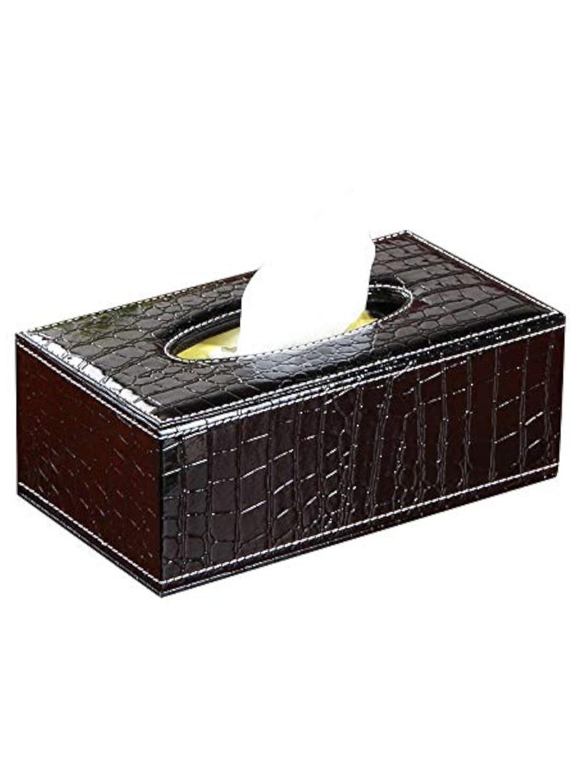 VIO Tissue Holder PU Leather Tissue Box Rectangle Paper Towel Holder Desktop Table Napkin Storage Kitchen Container Tissue Tray for Home Office Café Car - Image 1