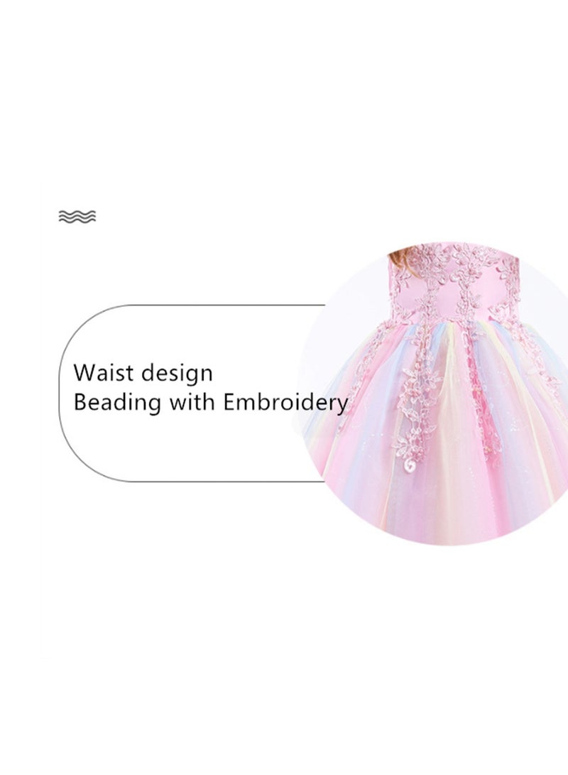 Girls Dress Sleeveless Mesh Performance Host Princess Dress Costumes - Image 4