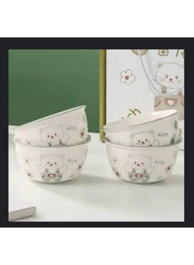 طقم أوعية على شكل دببة تيدي خزف أندلسي طقم من 6 قطع، بأشكال وألوان جذابة - Image 2