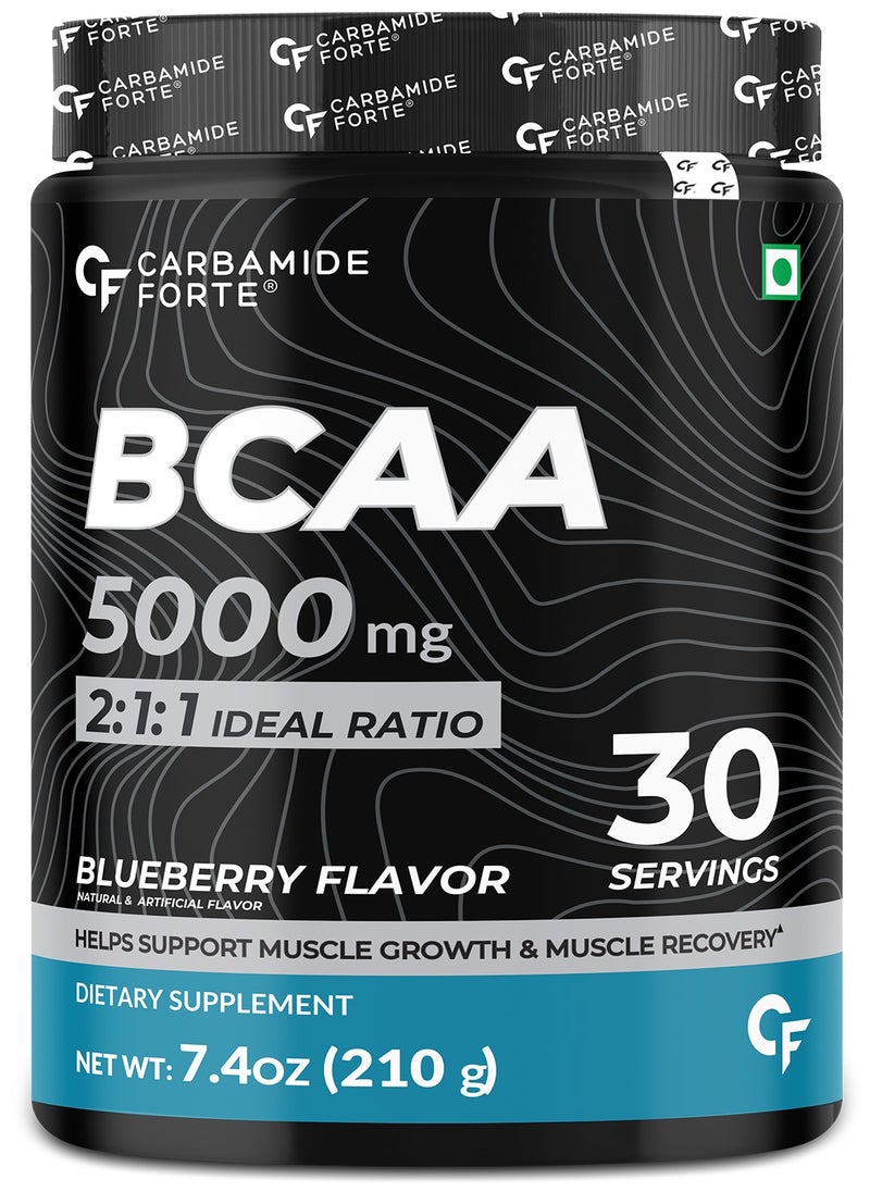 كارباميد فورتي كارباميد فورت BCAA مسحوق 5000 ملغ | مكمل BCAA للنساء والرجال لنمو العضلات | BCAA قبل التمرين وBCAA أثناء التمرين للتعافي العضلي | BCAA للرجال | مكملات BCAA للرجال والنساء بحصة 7 غرام مع نسبة مثالية 2:1:1 | BCAA بنكهة التوت الأزرق - مسحوق 210 غرام  - Image 1