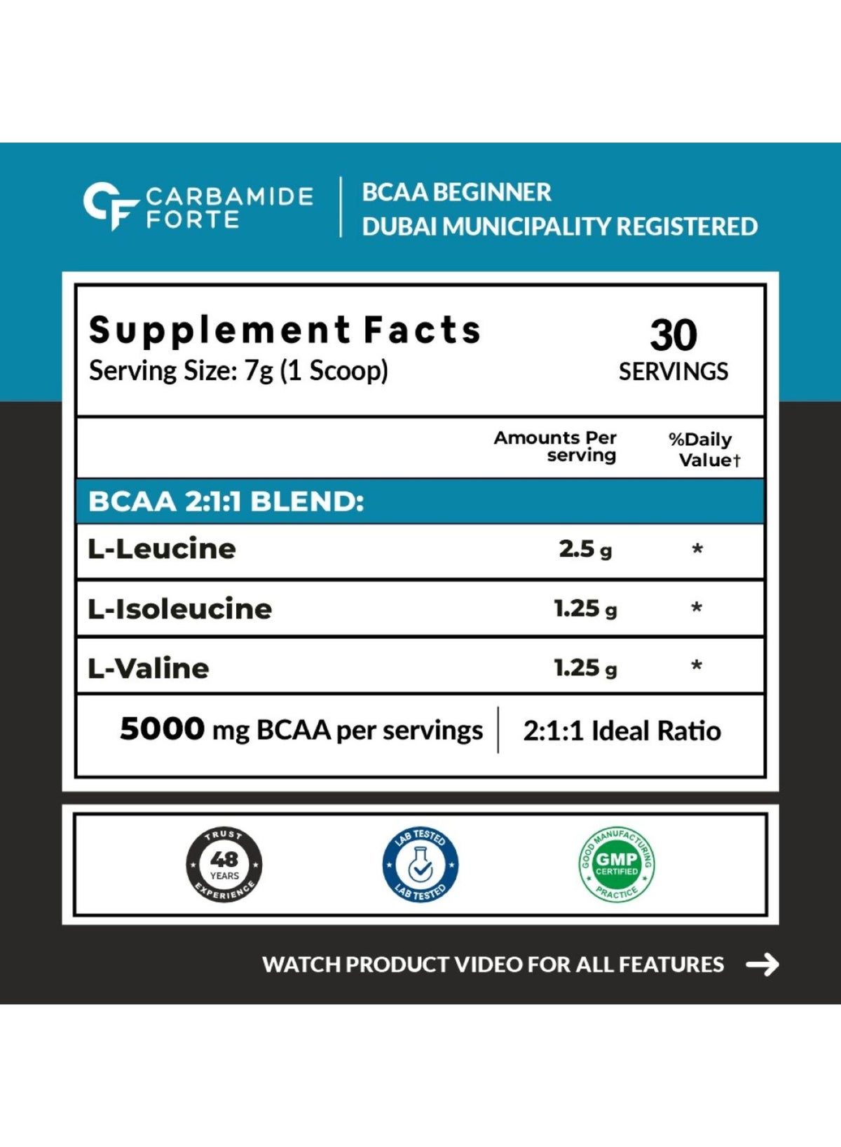 Carbamide Forte Blueberry BCAA Powder 5000mg 210g