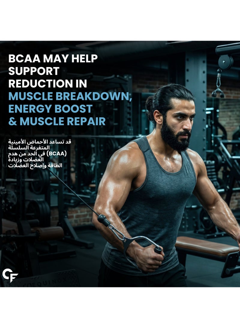 Carbamide Forte BCAA Powder 5000mg | BCAA Supplement For Women & Men Muscle Growth | BCAA Pre Workout & BCAA Intra Workout Supplement For Muscle Recovery | BCAA For Men | BCAA Supplements For Men & Women 7g Serving with Ideal 2:1:1 Ratio | BCAA BlueBerry Flavour - 210g Powder - Image 3