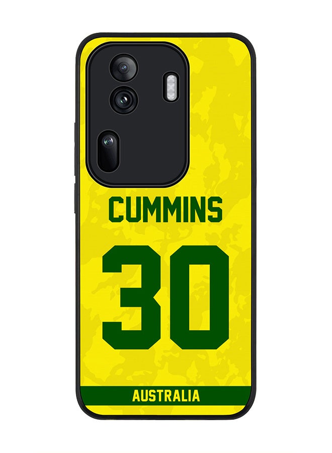 Stylizedd Rugged Black Edge Case for Oppo Reno11 Pro, Slim fit Case Flexible Anti Drop TPU Gel Thin Cover -  Team Australia Pat Cummins, Jersey No 30 - Image 1
