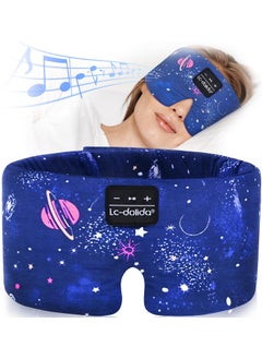 LC-dolida LC-dolida Sleep Mask with Bluetooth Headphones, Extra Large Silk Eye Mask for Sleeping Side Day Sleepers, Sleep Headphones Bluetooth 5.4 for Women Men with Thin Speaker, Blackout, Comfort, Microphone 