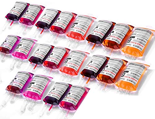 WYNK 20 Pack Halloween Decorations Blood Bag for Drink 115 FL Oz Reusable Cups Containers Live Blood of Theme Parties HalloweenVampire Hospital Theme Party Favors Nurse Graduation Party Props - Image 1